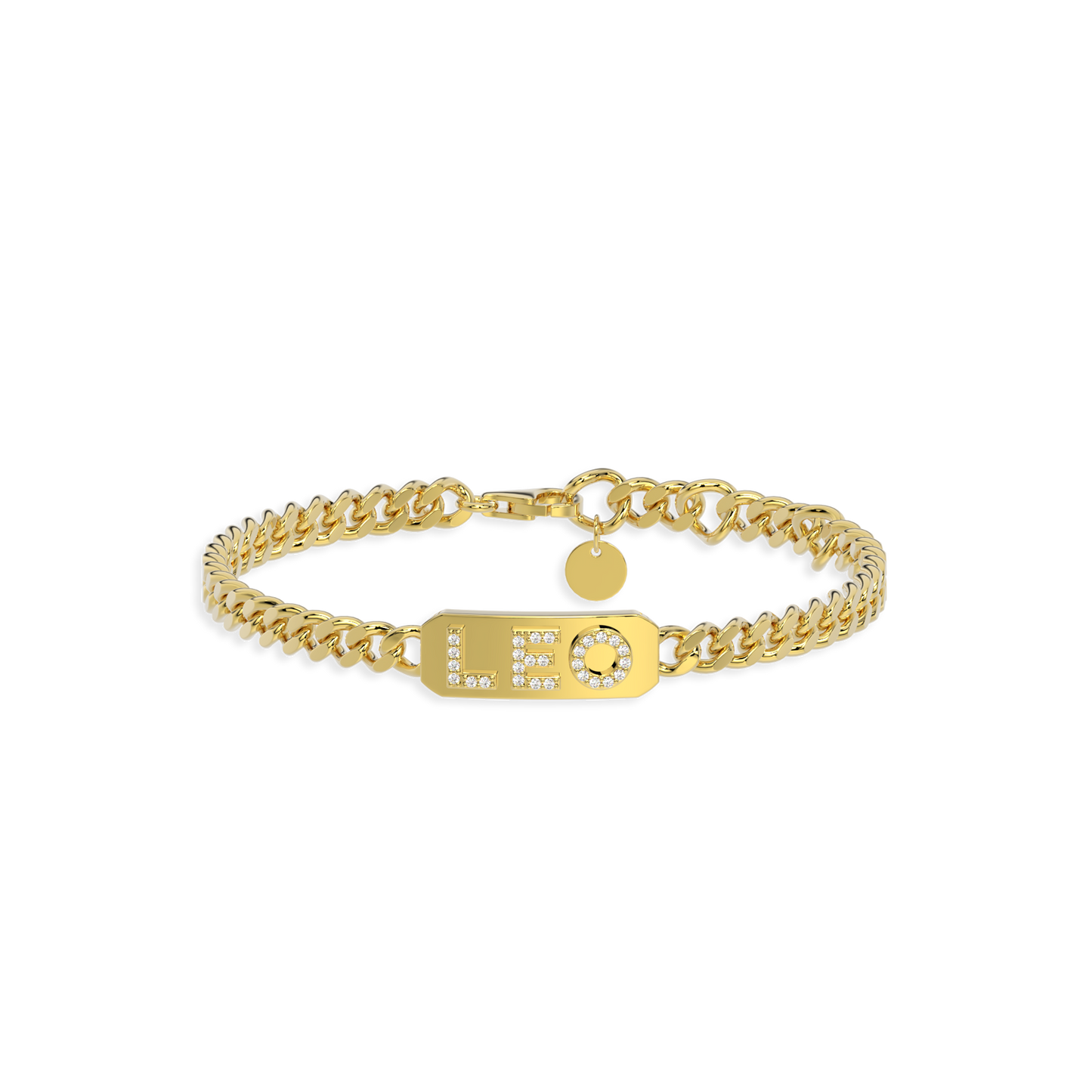 18k Gold Plated ID Bar Pavé Letter ID Bar Curb Chain Bracelet His & Hers ID Bar AW24B001G