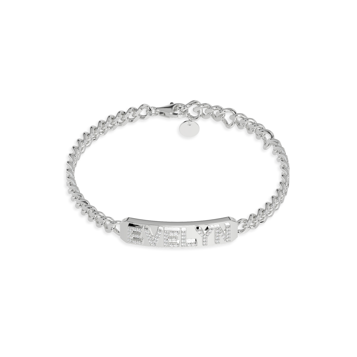 Custom Cuban Link Name Chain - 925 Sterling Silver | Gold/Rhodium Plated | 1-9 Letters with CZ Stones | 6 Sizes