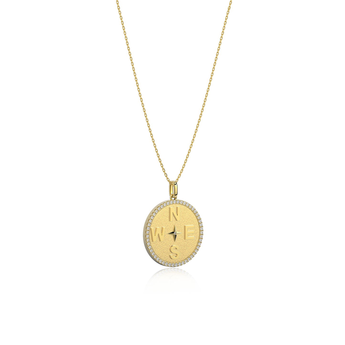 Personal Story & Initial Necklace - 24mm 18K Gold Plated 925 Silver, CZ Medallion, Free Engraving