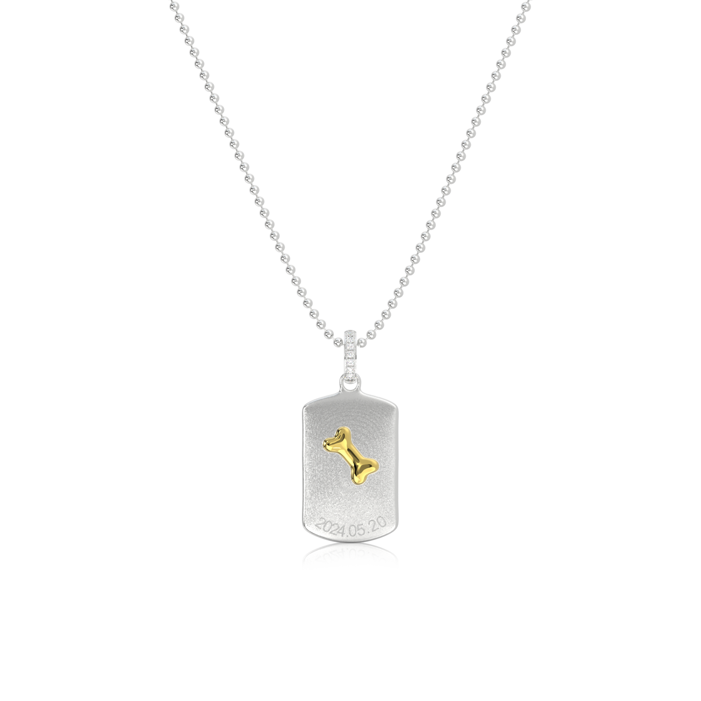 Pet Memorial Necklace - Engravable Sterling Silver Paw Pendant with Cubic Zirconia | Customizable Chain