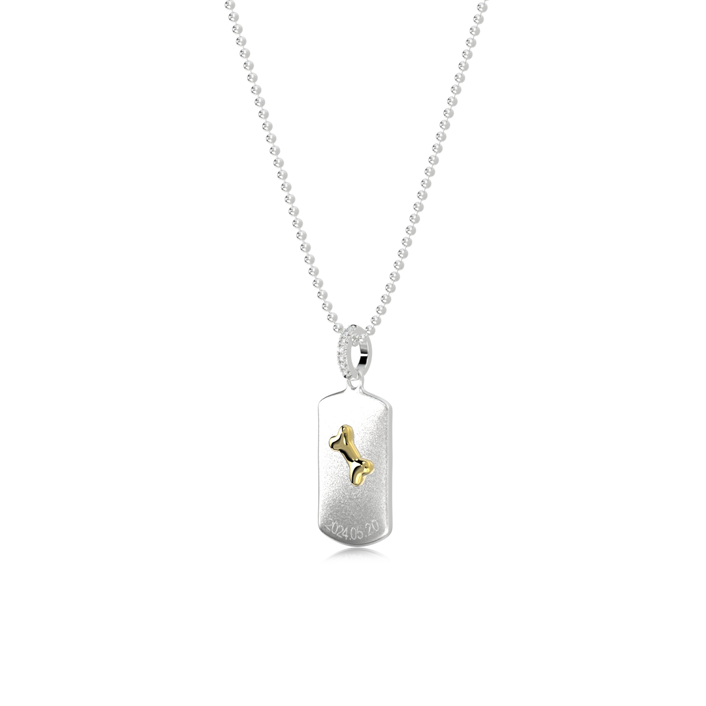 Pet Memorial Necklace - Engravable Sterling Silver Paw Pendant with Cubic Zirconia | Customizable Chain
