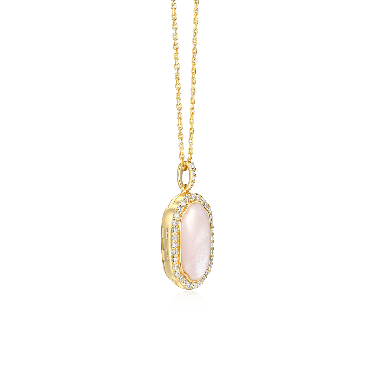 Custom engraved necklace,18K Gold Plated Pearl shell Glow Secret Locket