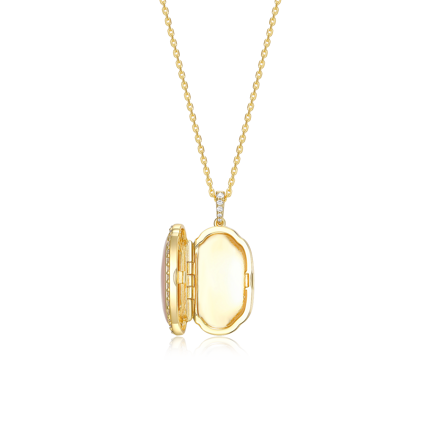 Custom engraved necklace,18K Gold Plated Pearl shell Glow Secret Locket