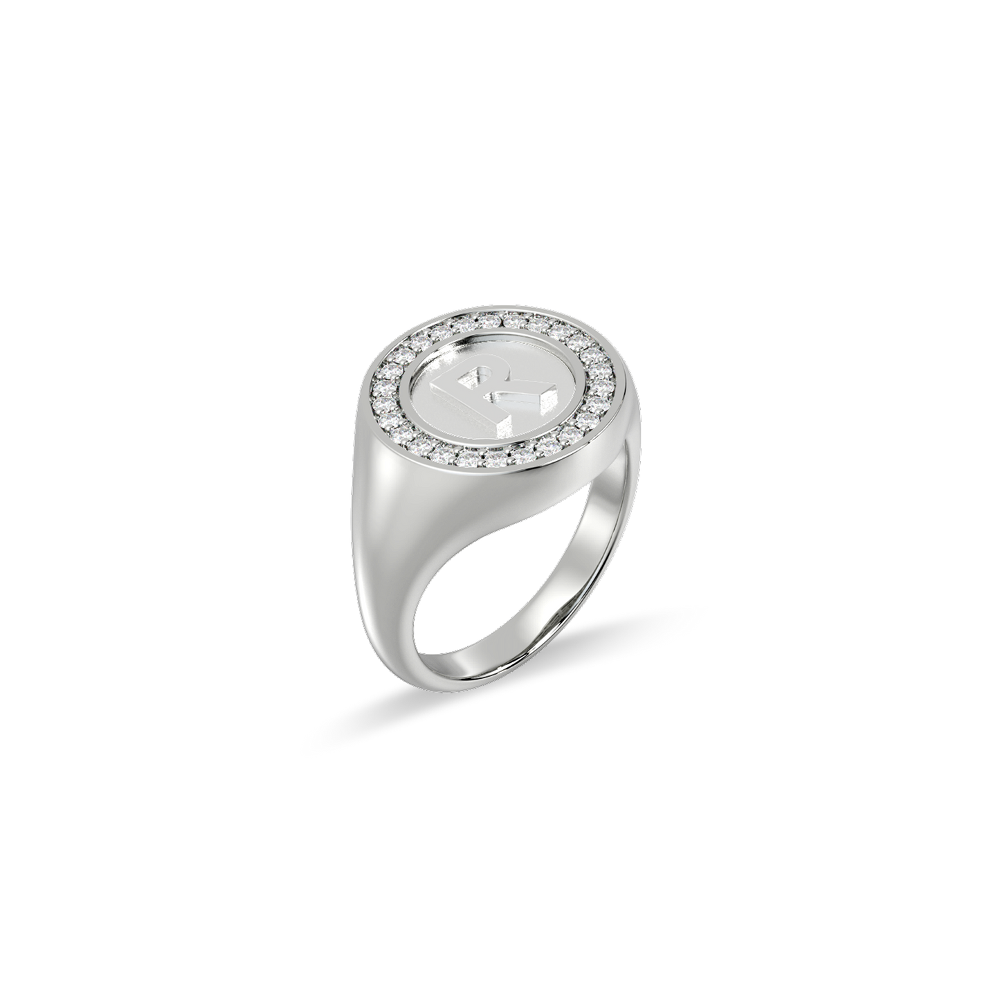 RhodiumPlated Monogram Custom Initial Ring- 925 Sterling Silver, CZ Stone,Silver (US4-10)