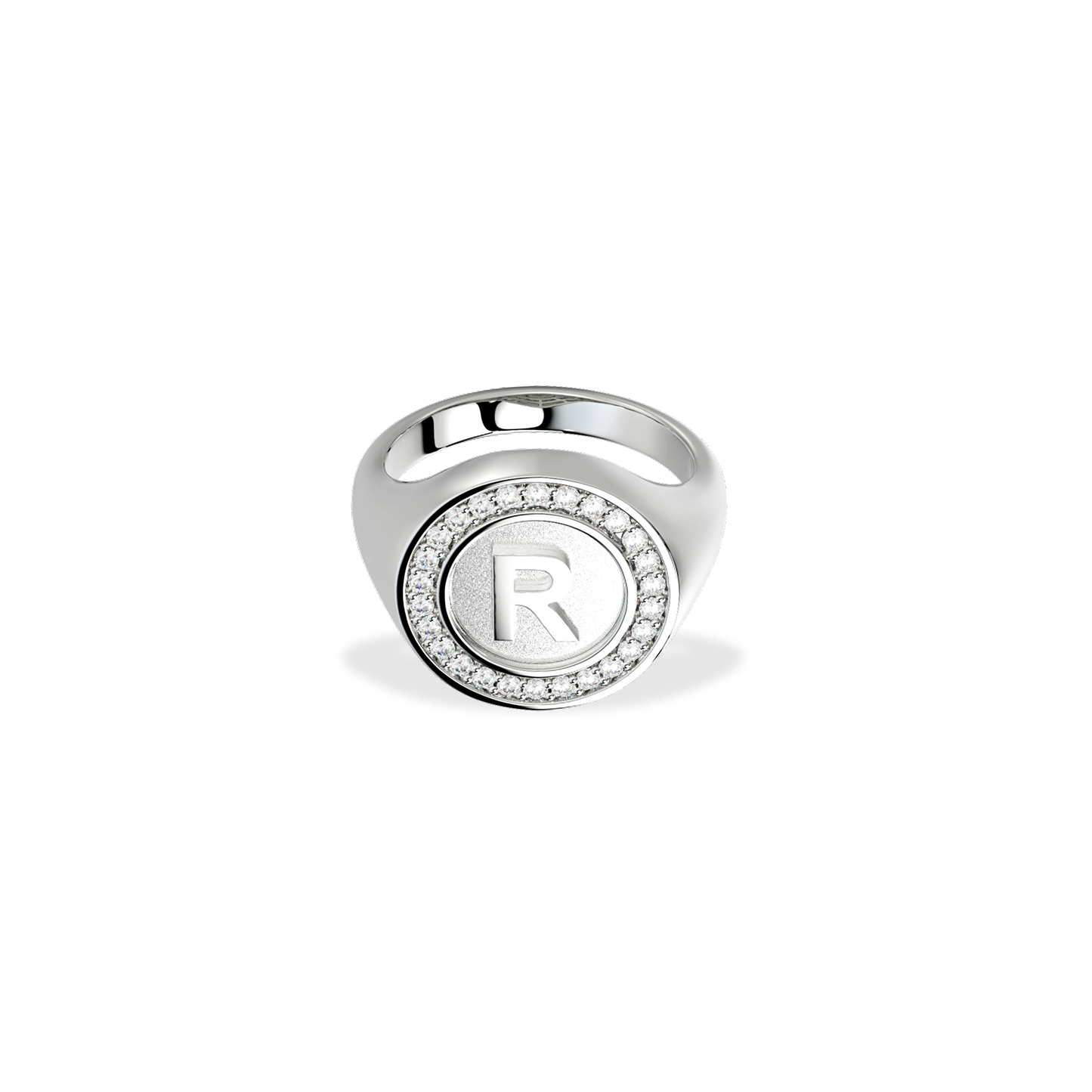 RhodiumPlated Monogram Custom Initial Ring- 925 Sterling Silver, CZ Stone,Silver (US4-10)