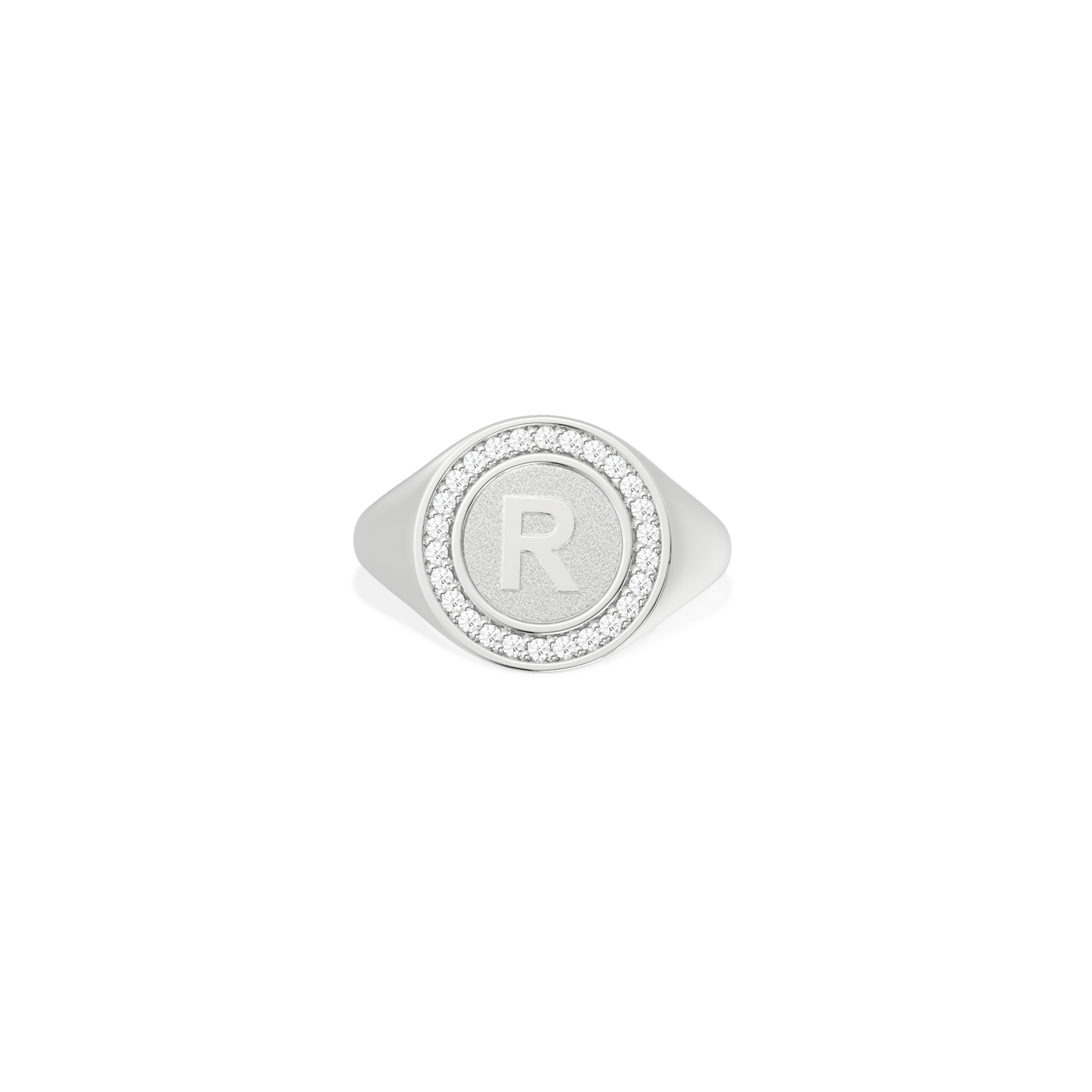 RhodiumPlated Monogram Custom Initial Ring- 925 Sterling Silver, CZ Stone,Silver (US4-10)