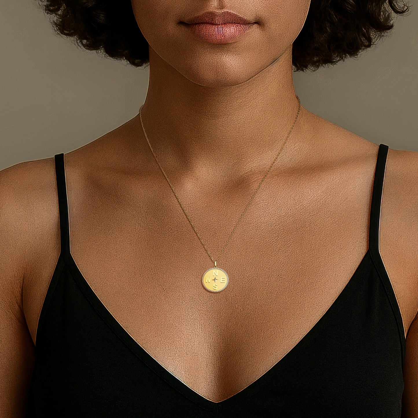 Personal Story & Initial Necklace - 24mm 18K Gold Plated 925 Silver, CZ Medallion, Free Engraving