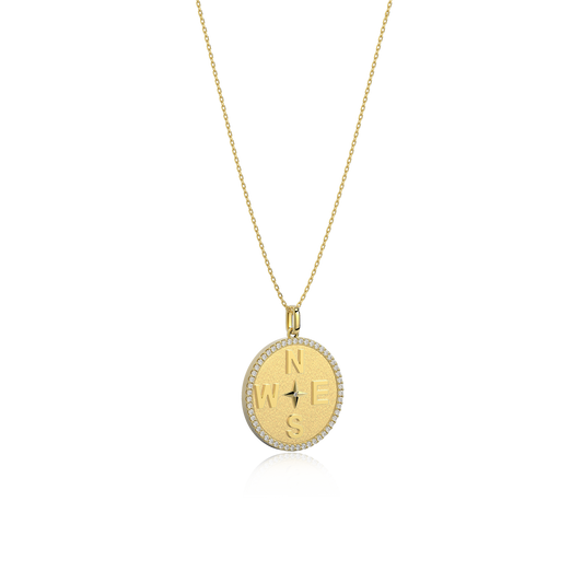 Personal Story & Initial Necklace - 24mm 18K Gold Plated 925 Silver, CZ Medallion, Free Engraving
