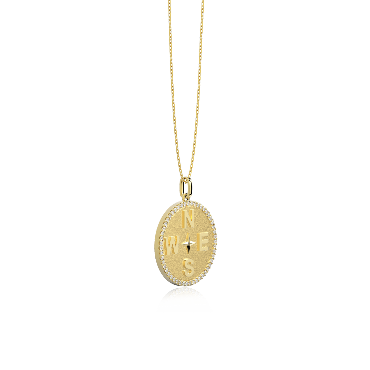 Personal Story & Initial Necklace - 24mm 18K Gold Plated 925 Silver, CZ Medallion, Free Engraving