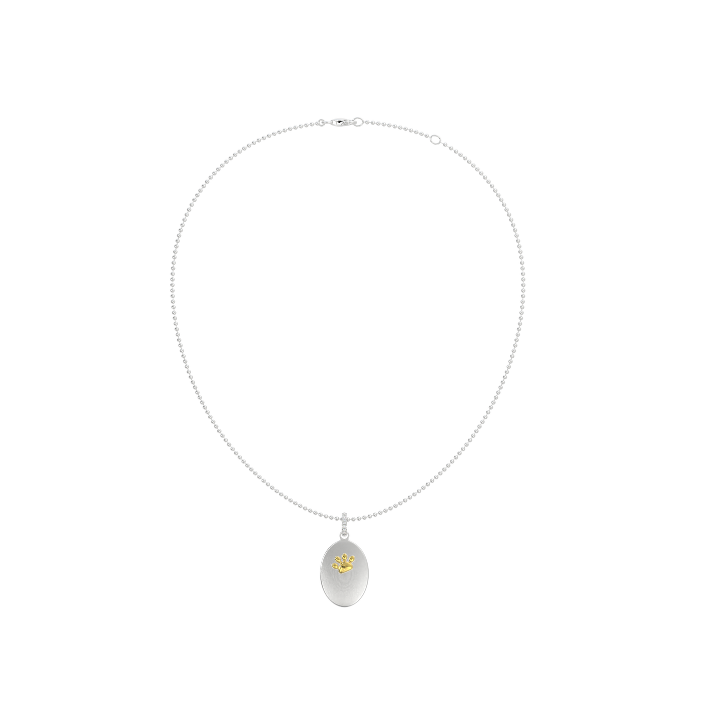 Pet Memorial Necklace - Engravable Sterling Silver Paw Pendant with Cubic Zirconia | Customizable Chain