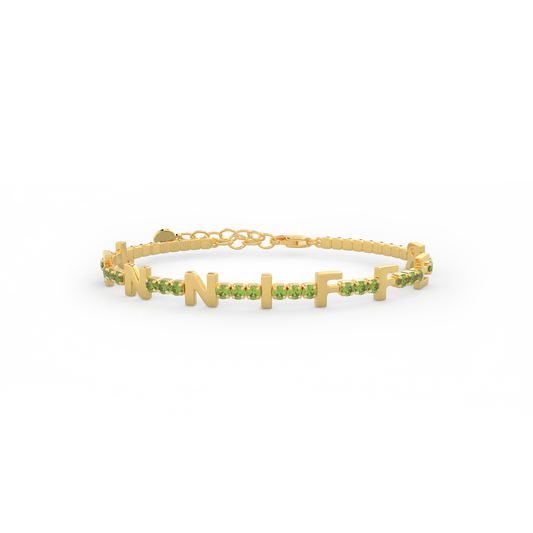 Custom Birthstone Name Bracelet - Personalized Sterling Silver Initial Jewelry with Gemstones, 3 Colors