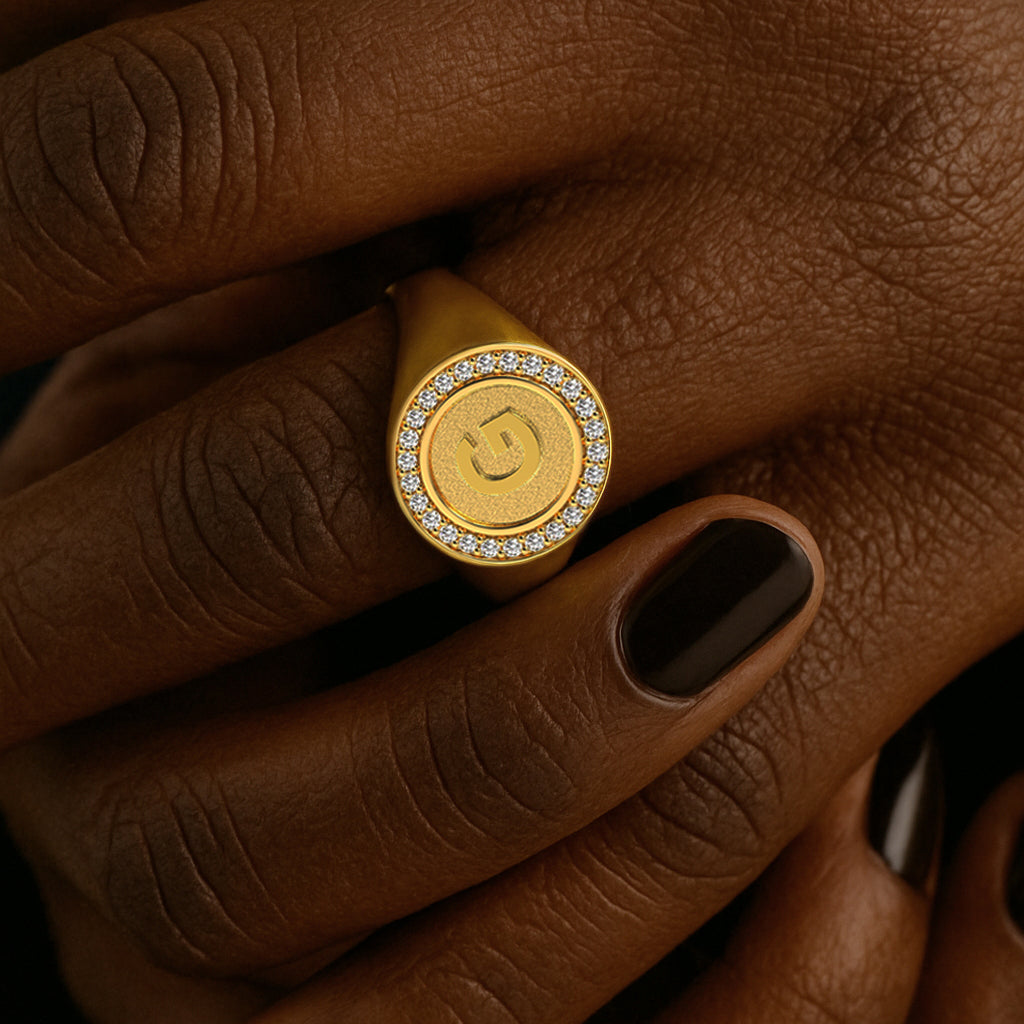 18k Gold or RhodiumPlated Monogram Custom Initial Ring- 925 Sterling Silver, CZ Stone,Gold/Silver (US4-10)